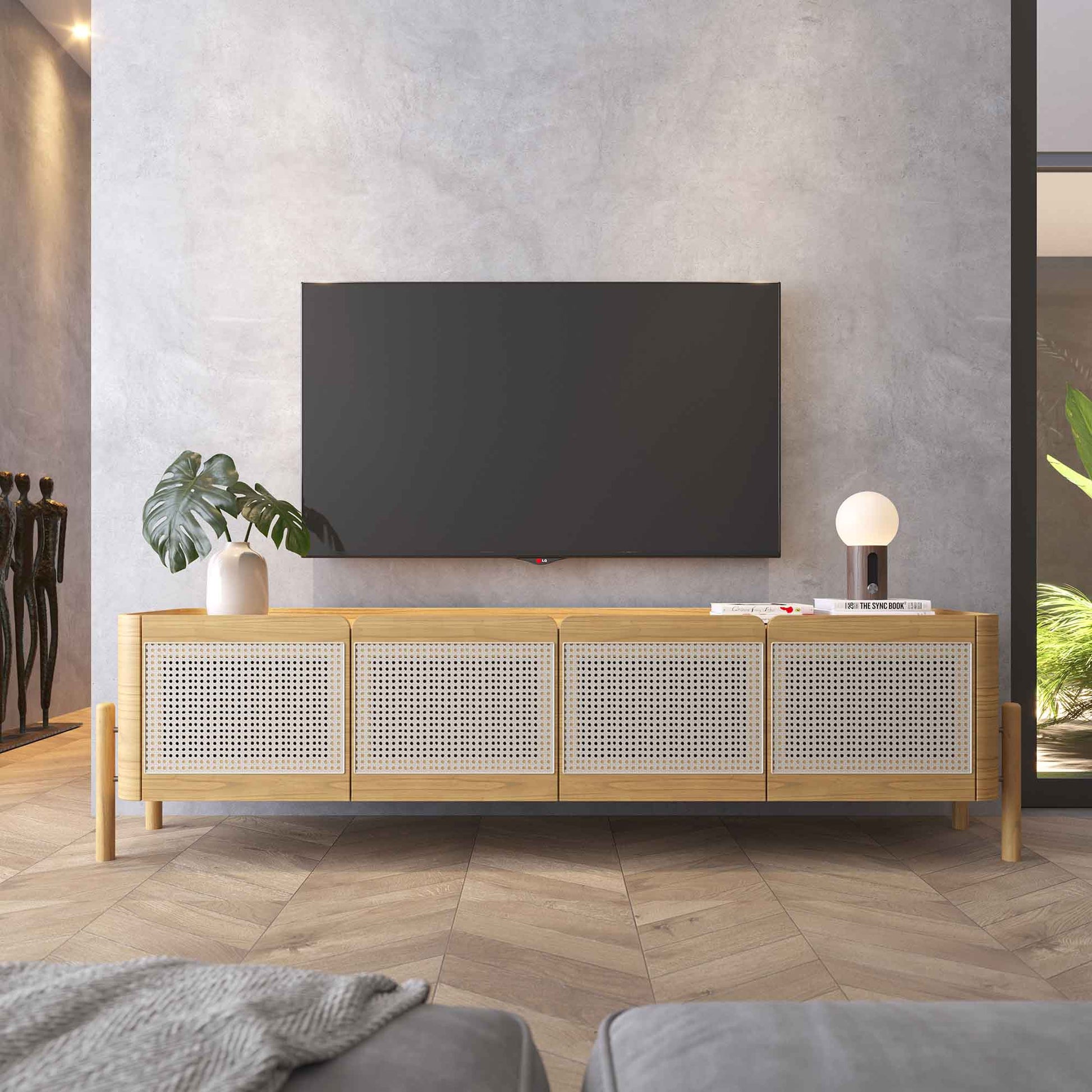 Rack 4 portas Rattan Natural - CL2472