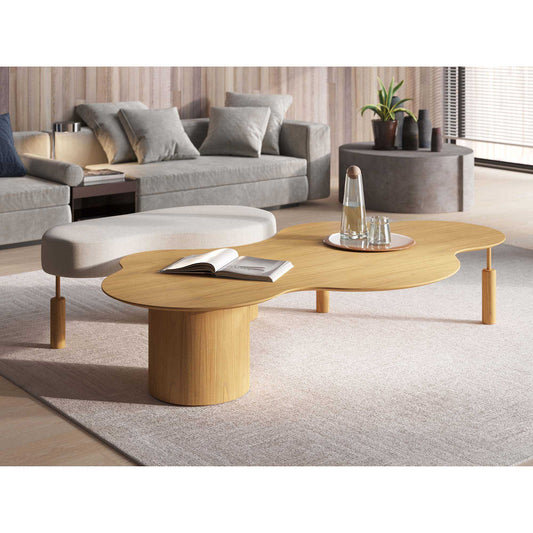 Mesa em Madeira Maciça com Puff - Mesa: 35x160x90cm - Puff: 45x95x55cm