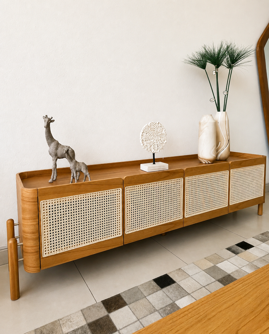 Rack 4 portas Rattan Natural - CL2472