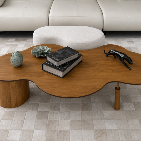Mesa em Madeira Maciça com Puff - Mesa: 35x160x90cm - Puff: 45x95x55cm